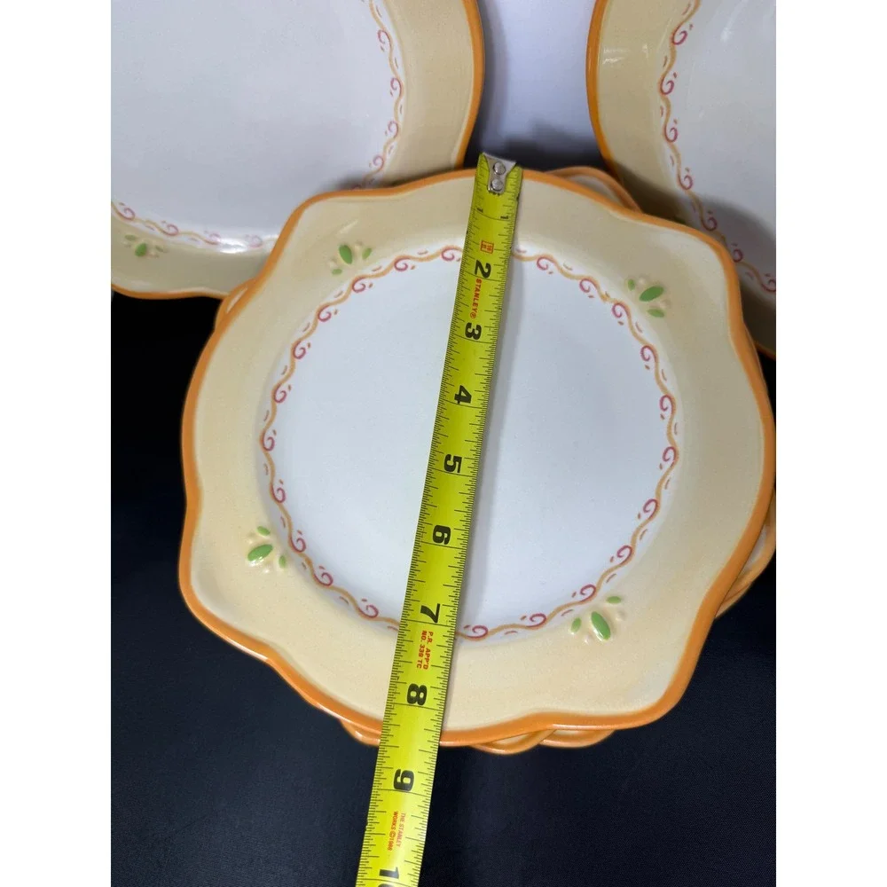 Pfaltzgraff Villa‎ della Luna stoneware salad Plates Set of 7 Yellow Floral 8.5